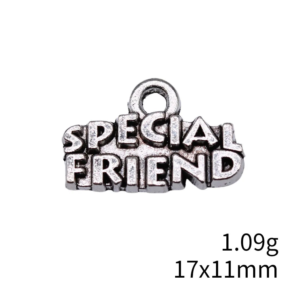17x11mm 1.09g Antique Silver Zinc Alloy Special Friend Charm Pendant for DIY Necklace Jewelry