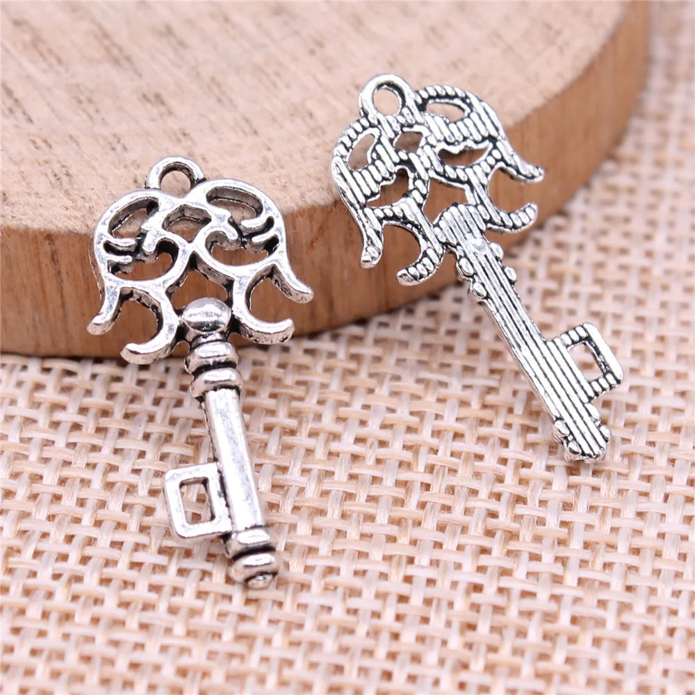 24x12mm 0.8g Multicolor Zinc Alloy Key Charm Pendant for DIY Necklace Bracelet Jewelry Accessories