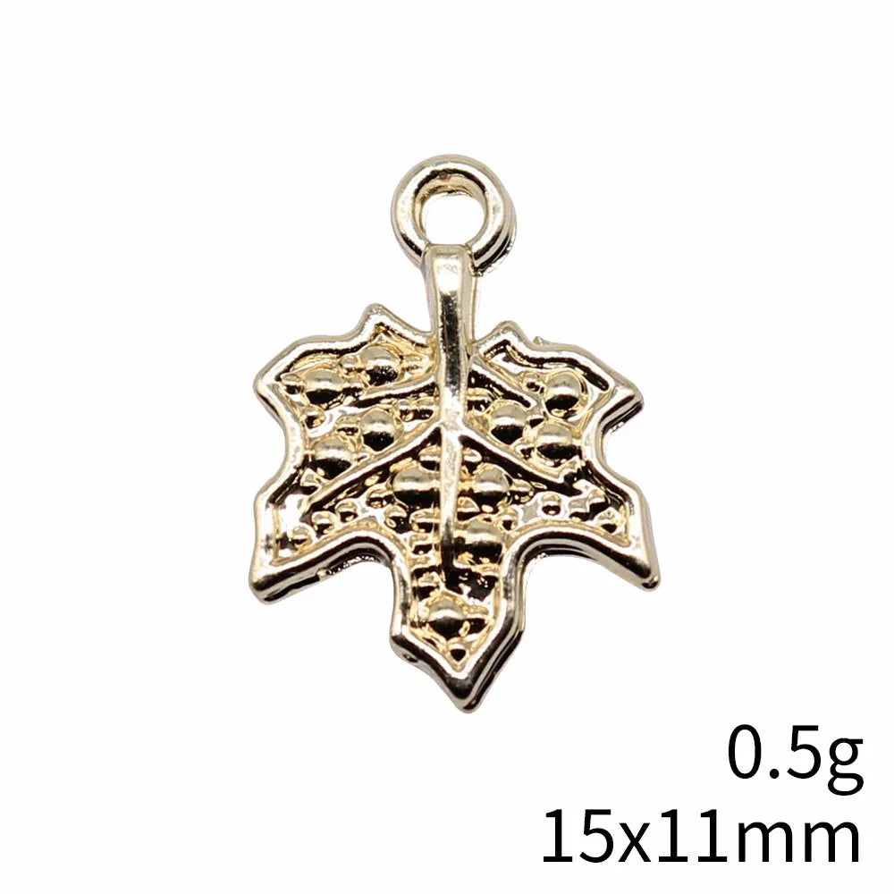 15x11mm 0.5g KC Gold Zinc Alloy Leaf Charm Pendant for DIY Bracelet Necklace Jewelry Making