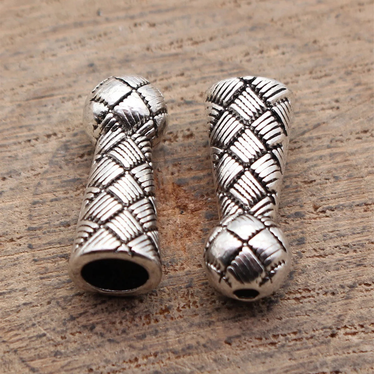 11x7x6.9mm 1.5g Antique Silver Zinc Alloy Woven Texture Tassel Caps Jewelry Findings for DIY Pendant Making