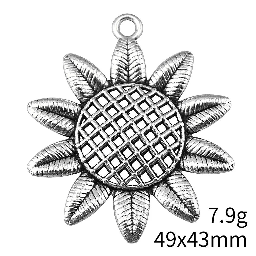 49x43mm 7.9g Multicolor Zinc Alloy Sunflower Charm Pendant for DIY Necklace Bracelet Jewelry Making