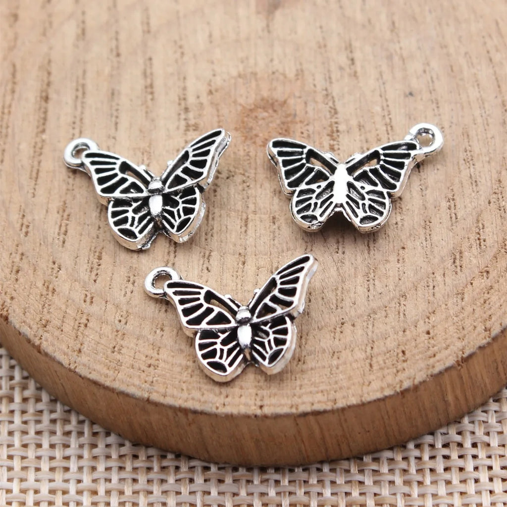 17x13mm 0.8g Antique Silver Zinc Alloy Butterfly Charm Pendant for DIY Necklace Bracelet Jewelry Making