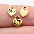 9.3x7mm 0.39g Antique Gold Zinc Alloy BFF Heart Charm Pendant for DIY Friendship Jewelry Making