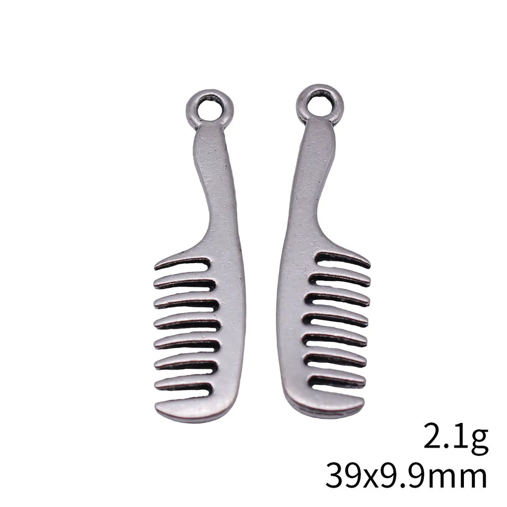 39x9.9mm 2.1g Antique Silver Zinc Alloy Comb Charm Pendant for DIY Necklace Bracelet Jewelry Making