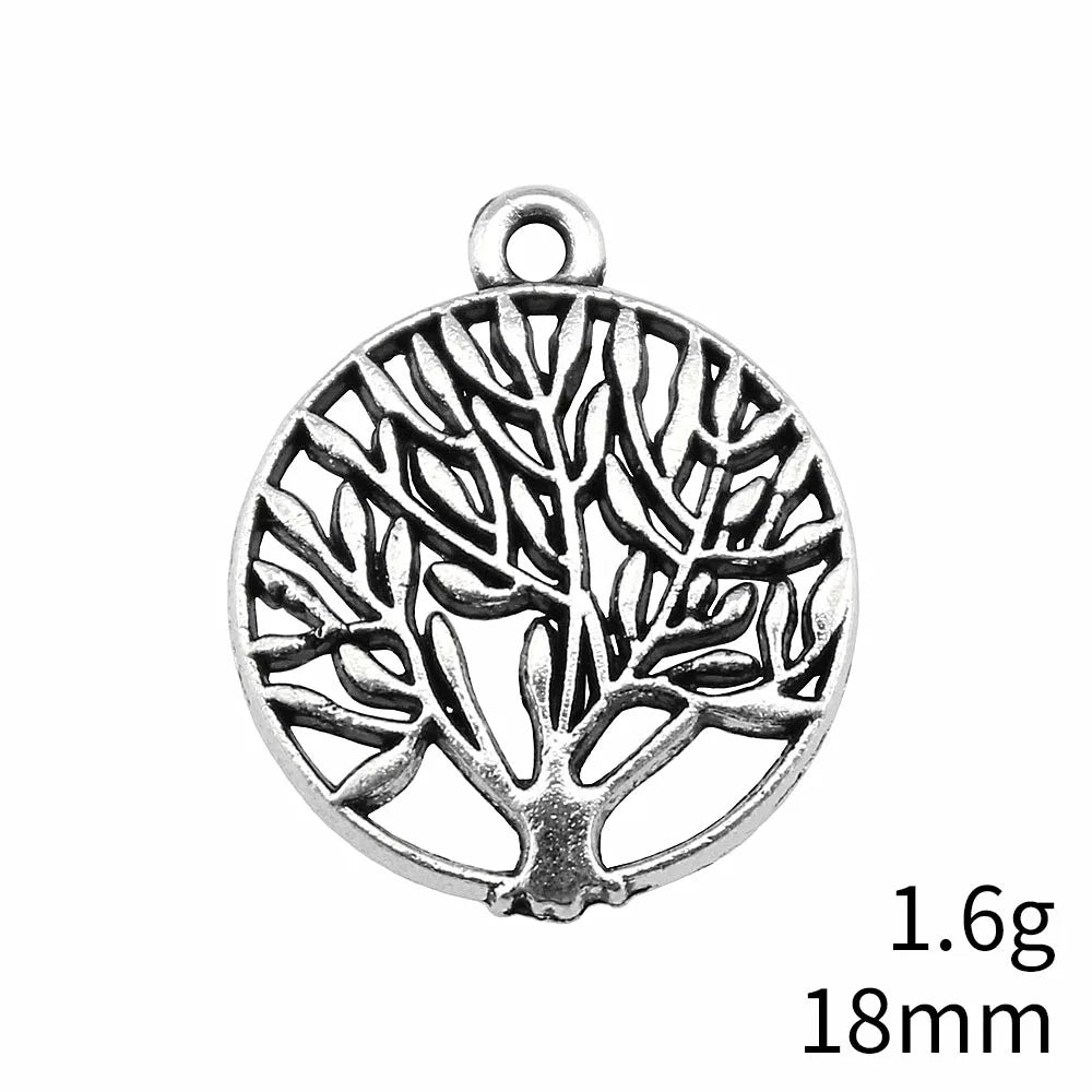 18x22mm 1.6g Multicolor Zinc Alloy Small Tree of Life Charm Pendant for DIY Necklace Bracelet