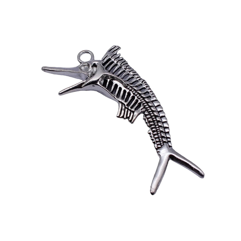 81x34mm 18.5g Antique Silver Zinc Alloy Marlin Fish Bone Charm Pendant for DIY Necklace Jewelry Making
