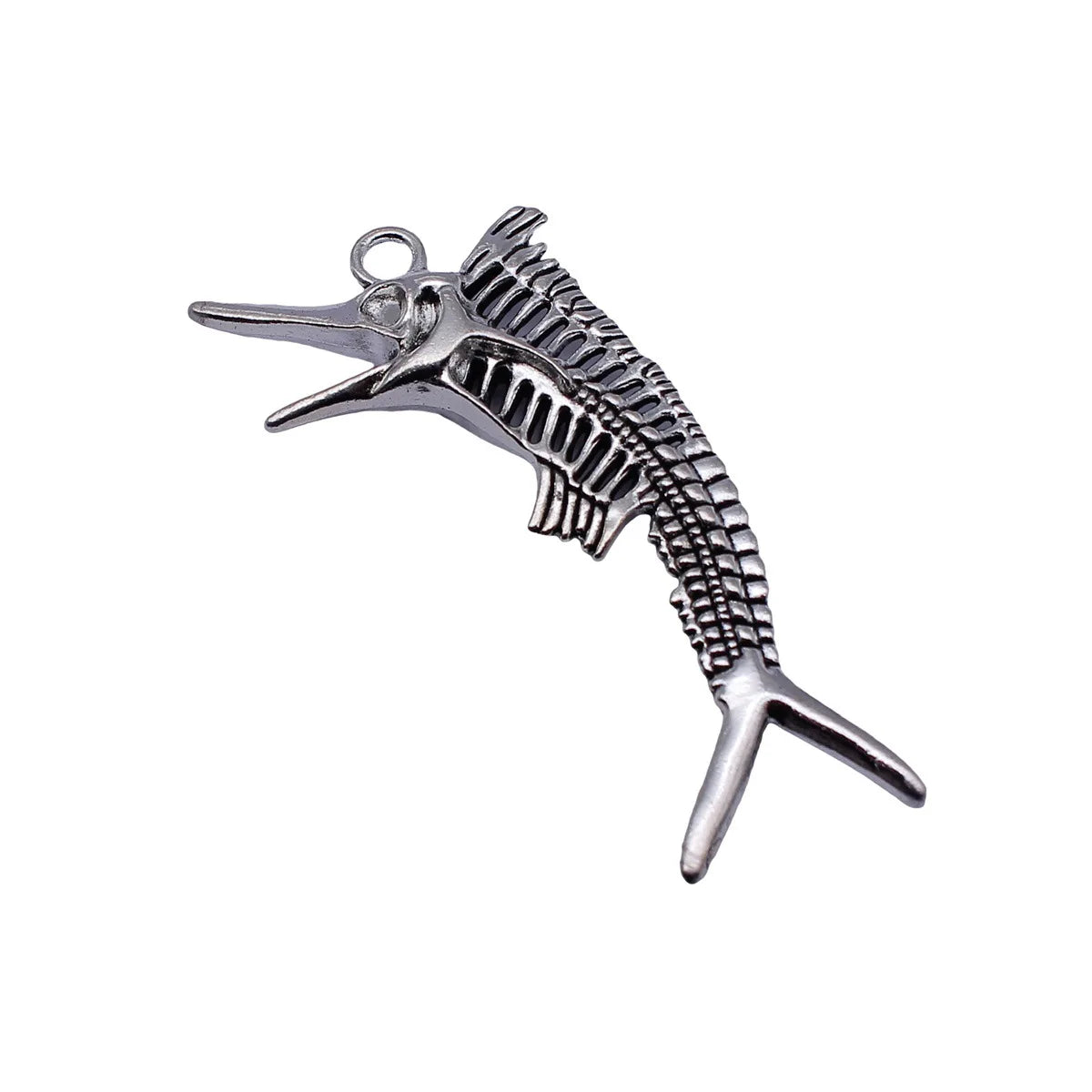 81x34mm 18.5g Antique Silver Zinc Alloy Marlin Fish Bone Charm Pendant for DIY Necklace Jewelry Making