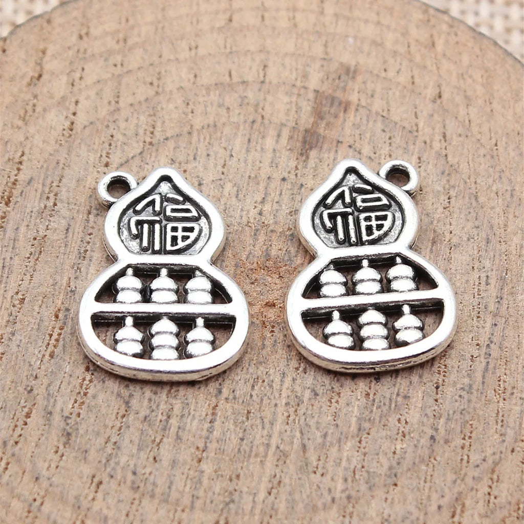 20x14mm 1.6g Antique Silver Zinc Alloy Fortune Gourd Abacus Ruyi Charm Pendant for DIY Jewelry