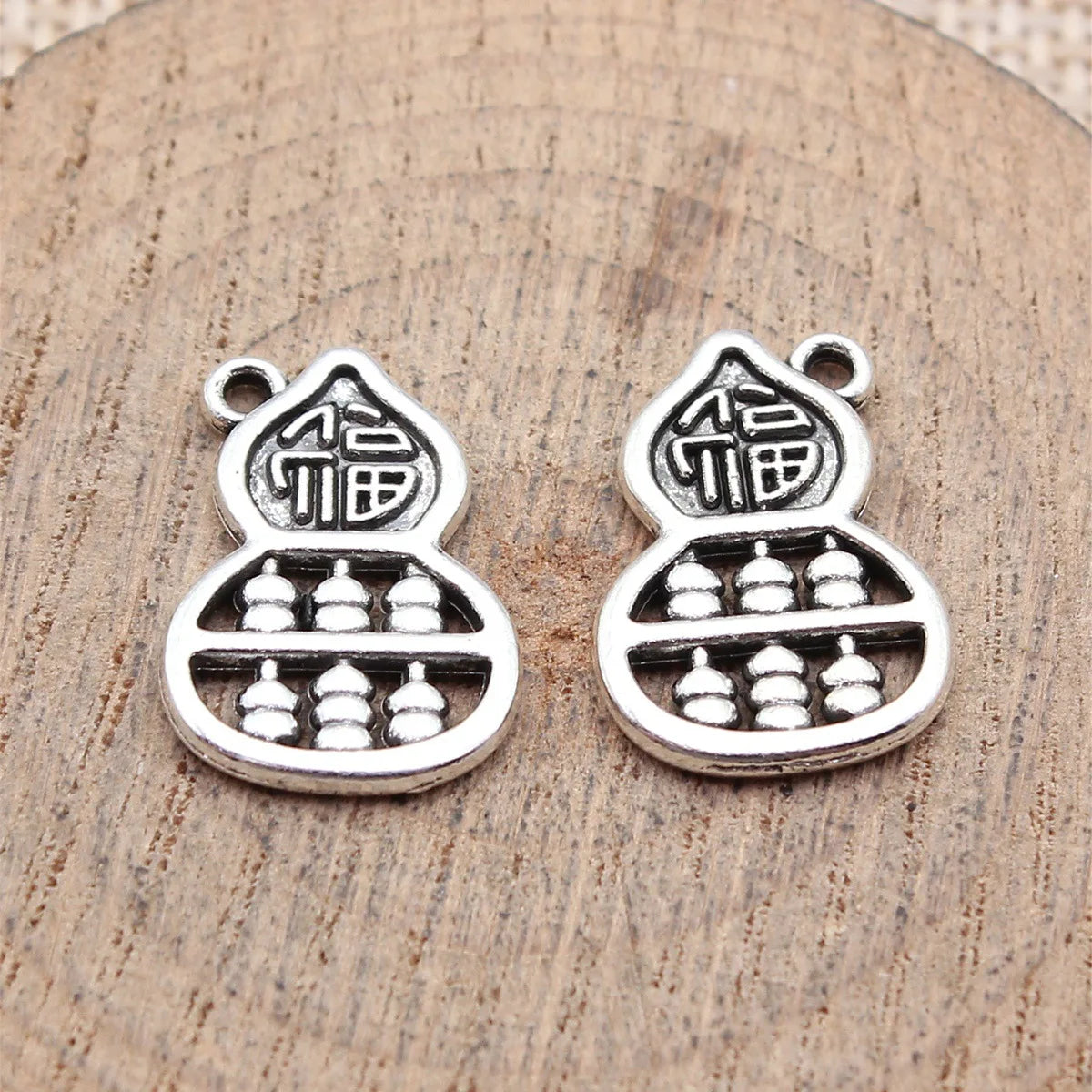20x14mm 1.6g Antique Silver Zinc Alloy Fortune Gourd Abacus Ruyi Charm Pendant for DIY Jewelry