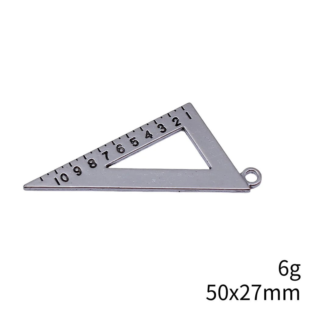 50x27mm 6g Antique Silver Zinc Alloy Triangle Ruler Charm Pendant for DIY Necklace Bracelet Jewelry