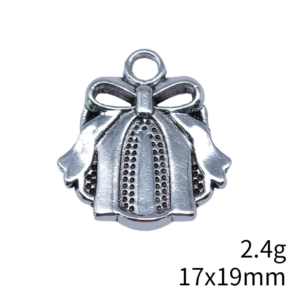 17x19mm 2.4g Antique Silver Zinc Alloy Gift Box Charm Pendant for DIY Bracelet Necklace Making