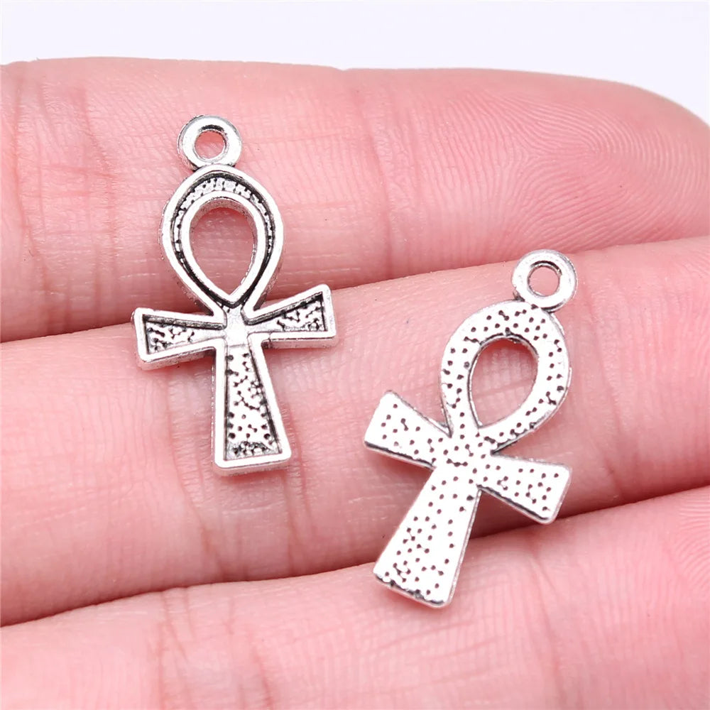 25x14mm 1.5g Antique Silver Zinc Alloy Egyptian Ankh Cross Charm Pendant for DIY Jewelry Making
