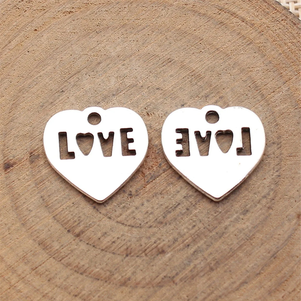 15x15mm 1.1g Antique Silver Zinc Alloy LOVE Heart Charm Pendant for DIY Necklace Bracelet Jewelry
