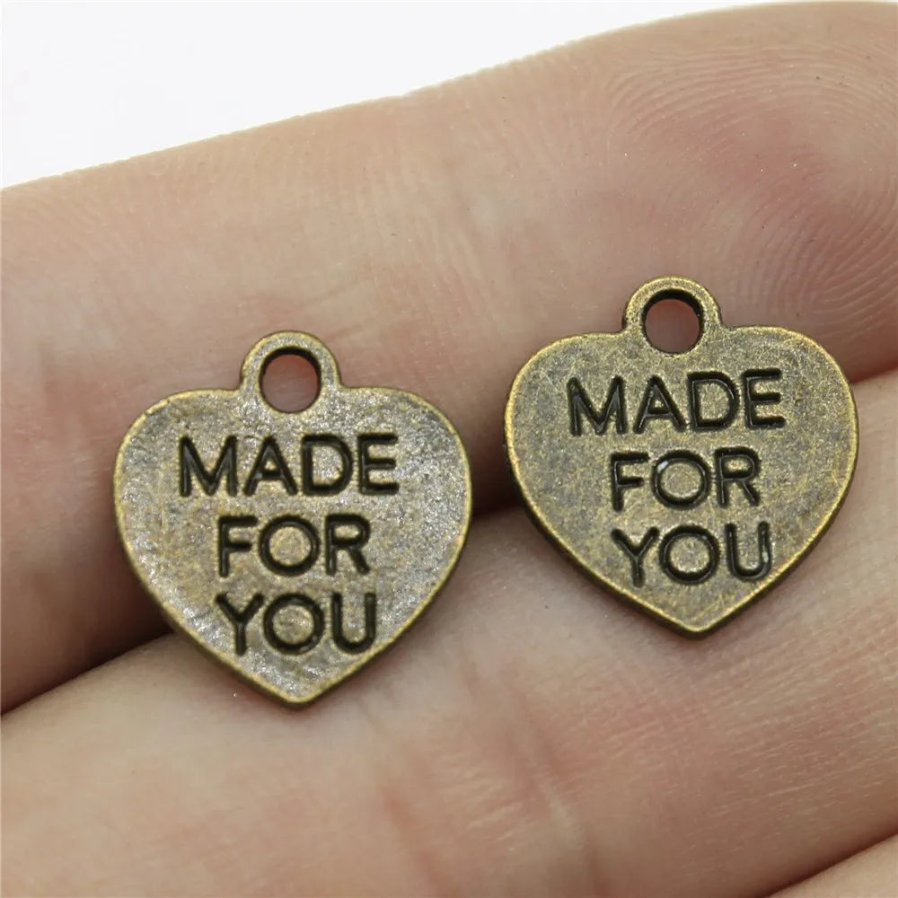16x16mm 1.2g Antique Bronze Zinc Alloy Made for You Charm Pendant for DIY Necklace Bracelet Making
