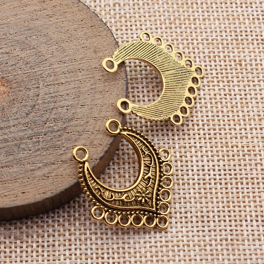 30x27mm 2.5g Multicolor Zinc Alloy Flower Crescent Moon Earring Connector Charm for DIY Earrings