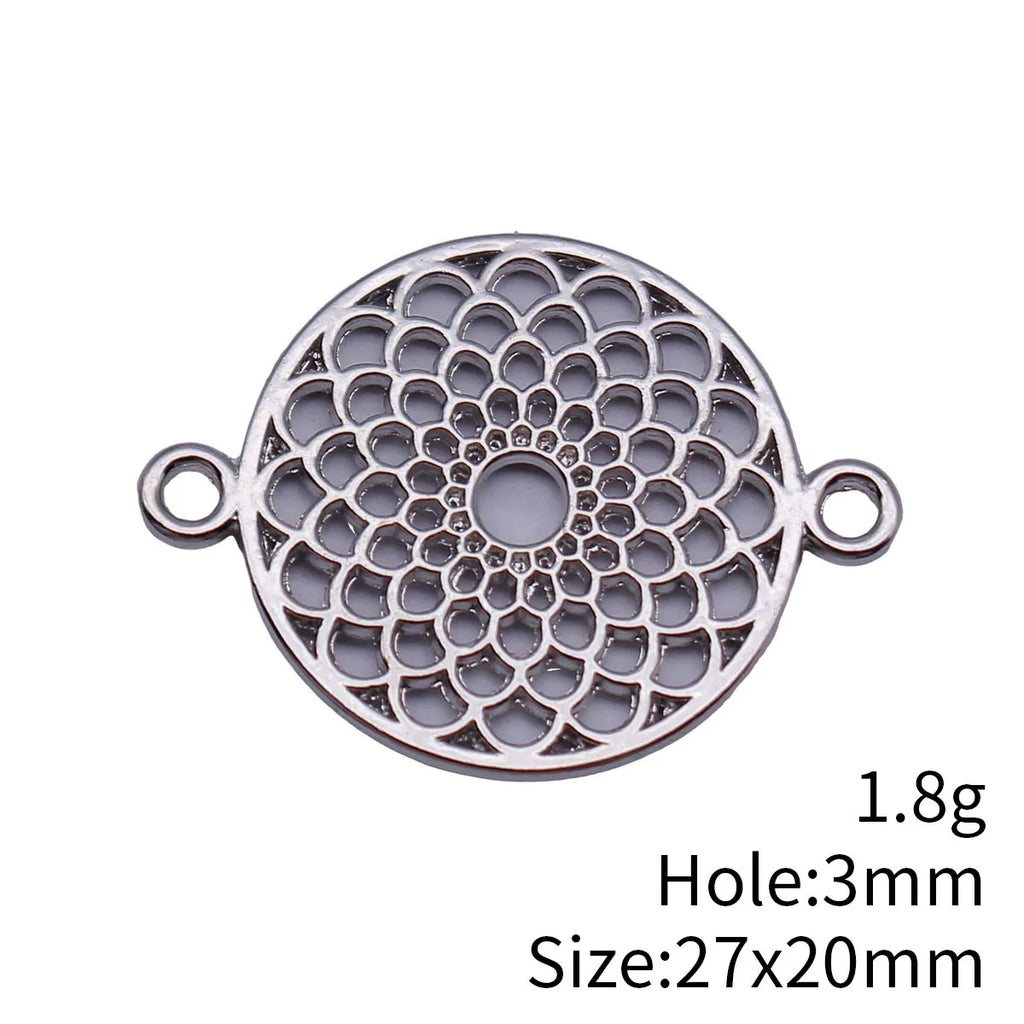 27x20mm 1.8g Platinum Tone Zinc Alloy Hollow Round Disc Connector Charm for Bracelet Making
