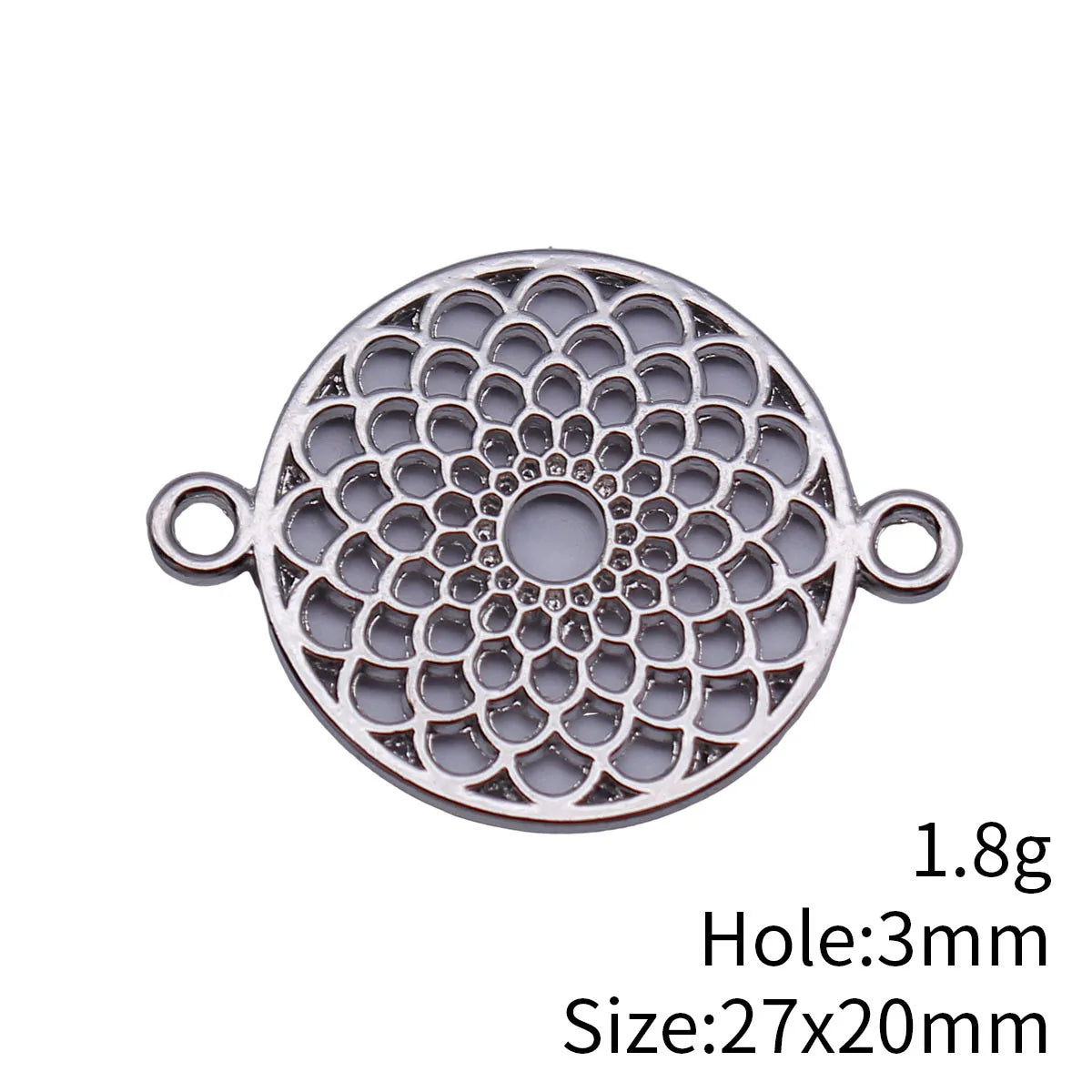 27x20mm 1.8g Platinum Tone Zinc Alloy Hollow Round Disc Connector Charm for Bracelet Making