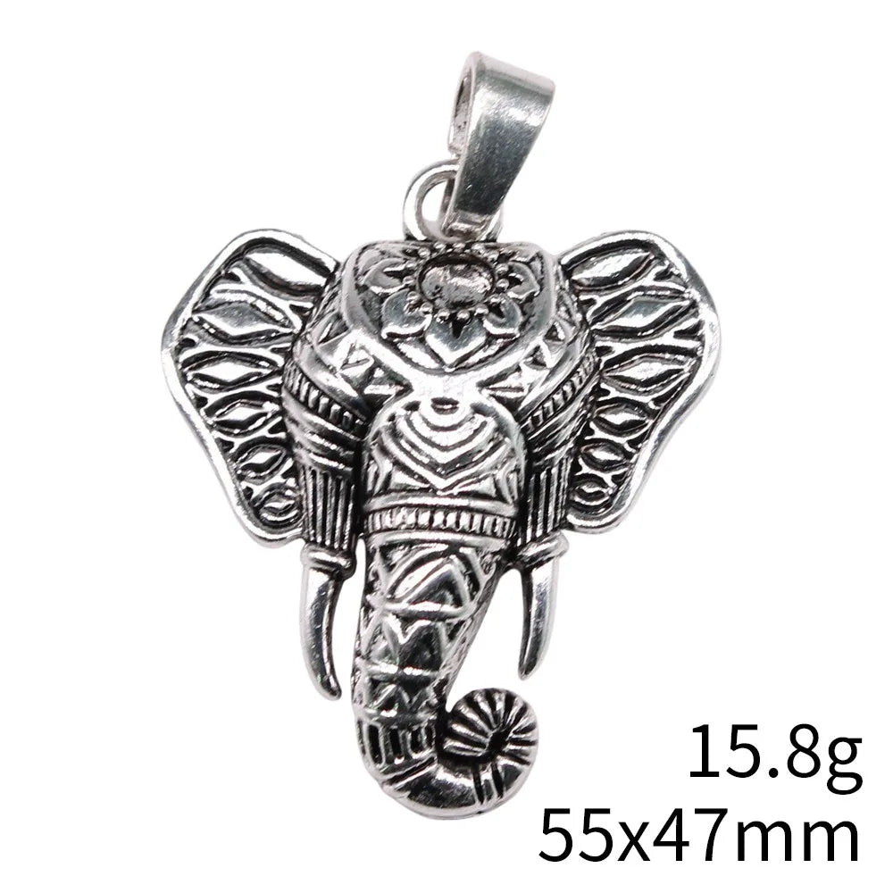 55x47mm 15.8g Antique Silver Zinc Alloy Elephant Head Charm Pendant for DIY Necklace Jewelry Making