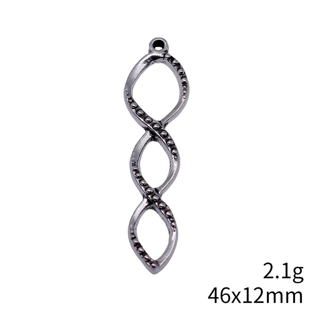 46x12mm 2.1g Antique Silver Zinc Alloy Hollow Spiral Infinity Symbol Charm Pendant for DIY Jewelry Making