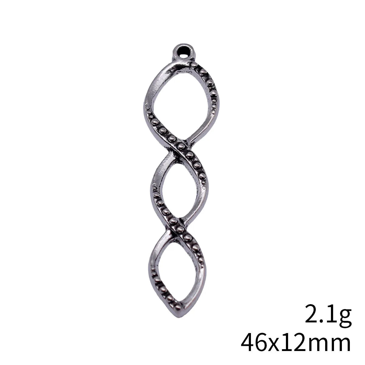 46x12mm 2.1g Antique Silver Zinc Alloy Hollow Spiral Infinity Symbol Charm Pendant for DIY Jewelry Making