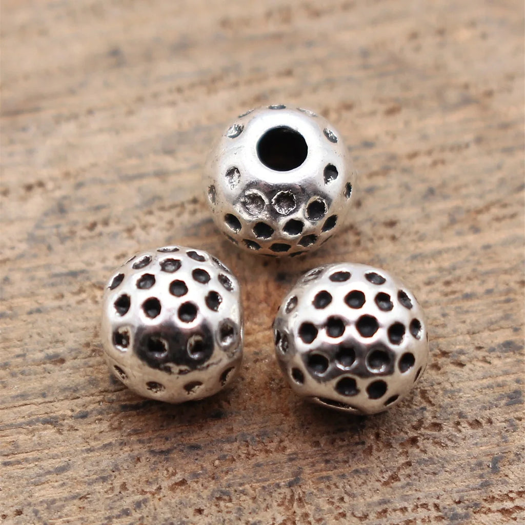 6x6x5.3mm 0.61g Antique Silver Zinc Alloy Dotted Texture Spacer Beads for DIY Bracelet Jewelry Making