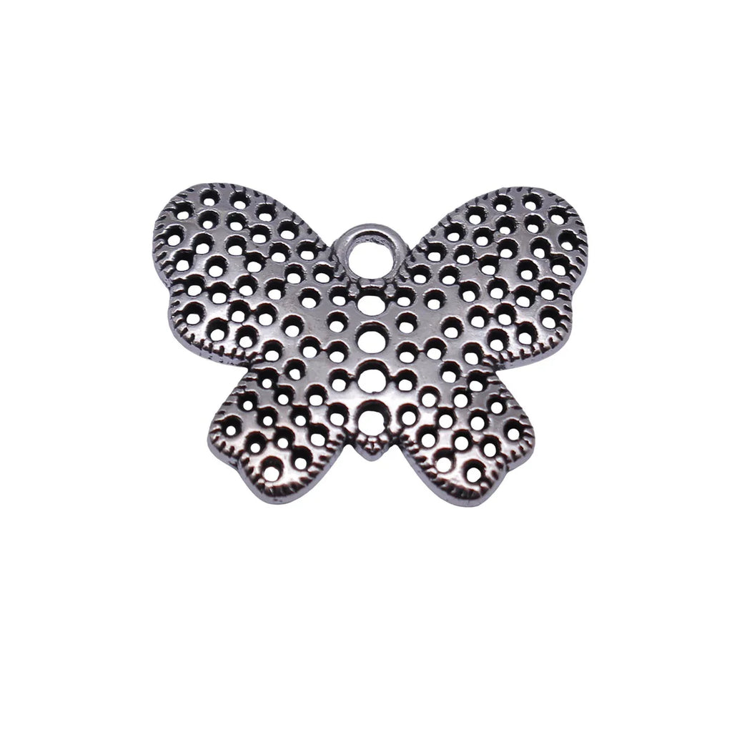 25x20mm 1.7g Antique Silver Zinc Alloy Multi Hole Butterfly Charm Pendant for DIY Earrings Jewelry Making