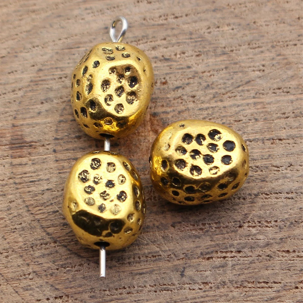 11x9.4x8.6mm 3.3g Antique Gold Zinc Alloy Hammered Irregular Spacer Beads for DIY Bracelet Jewelry Making
