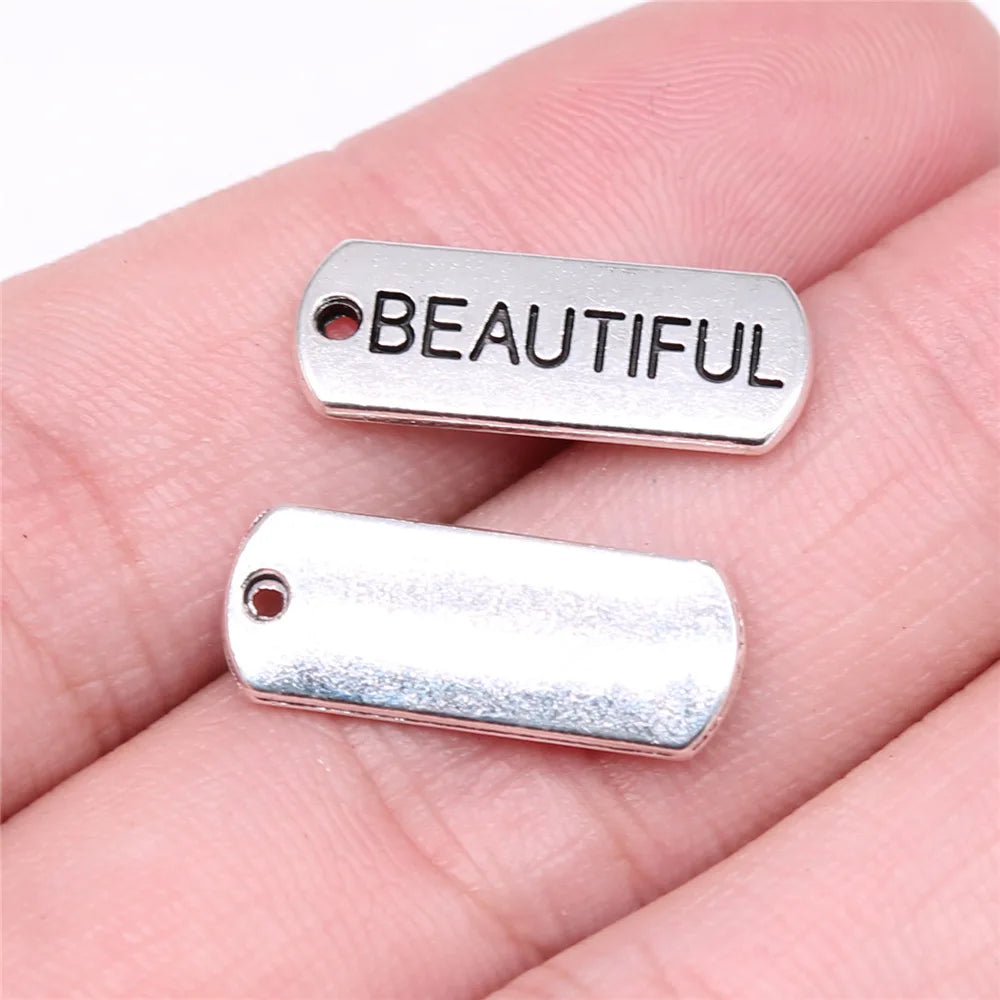 21x8mm 1.8g Multicolor Zinc Alloy BEAUTIFUL Letter Charm Pendant for DIY Bracelet Necklace Making