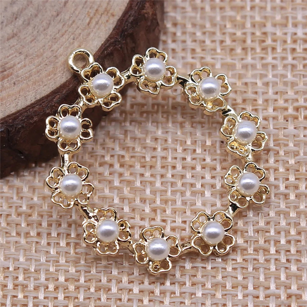 33x29mm 2.8g KC Gold Zinc Alloy Round Ring Charm Pendant for Necklace Bracelet DIY Jewelry