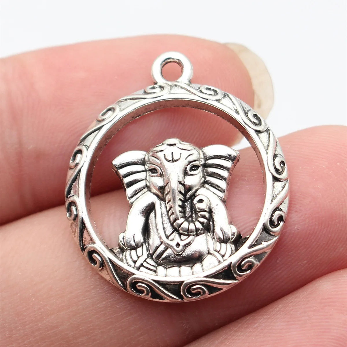 28x24mm 4.5g Antique Silver Zinc Alloy Indian Ganesha Elephant God Charm Pendant for DIY Jewelry Making