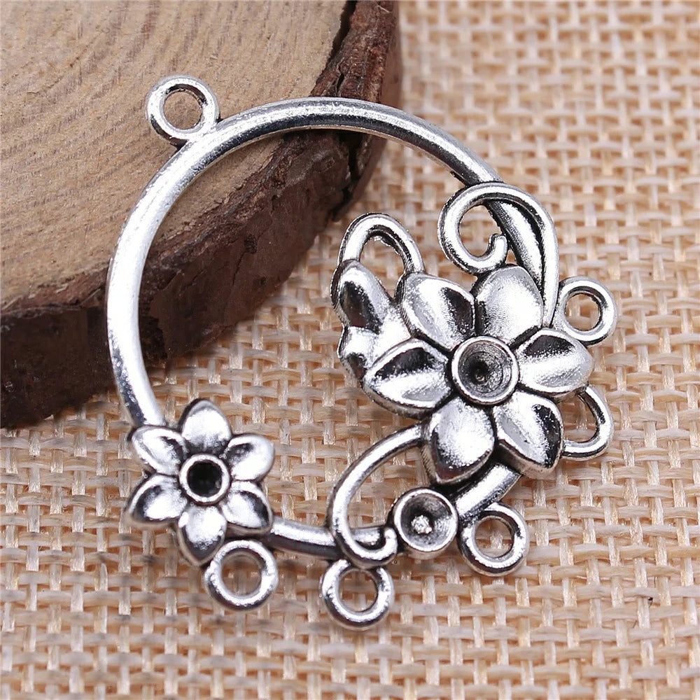 35x32mm 2.7g Multicolor Zinc Alloy Flower Connector Charm for DIY Earrings Jewelry Making