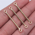 5x40mm 0.8g Electrophoretic KC Gold Zinc Alloy Long Bar Connector Charm for DIY Bracelet Jewelry