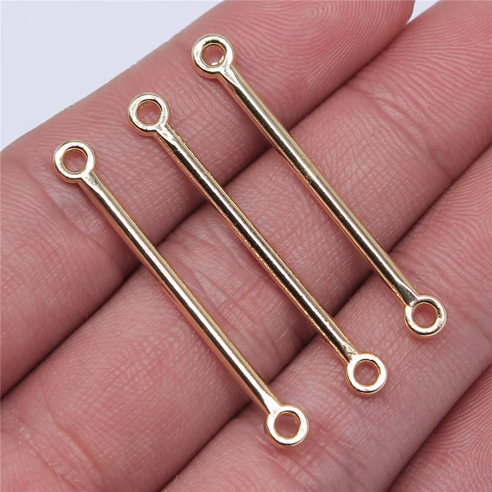 5x40mm 0.8g Electrophoretic KC Gold Zinc Alloy Long Bar Connector Charm for DIY Bracelet Jewelry