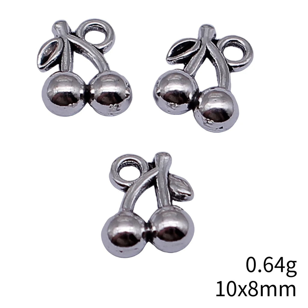 10x8mm 0.64g Antique Silver Zinc Alloy Cherry Charm Pendant for Necklace Bracelet DIY Jewelry