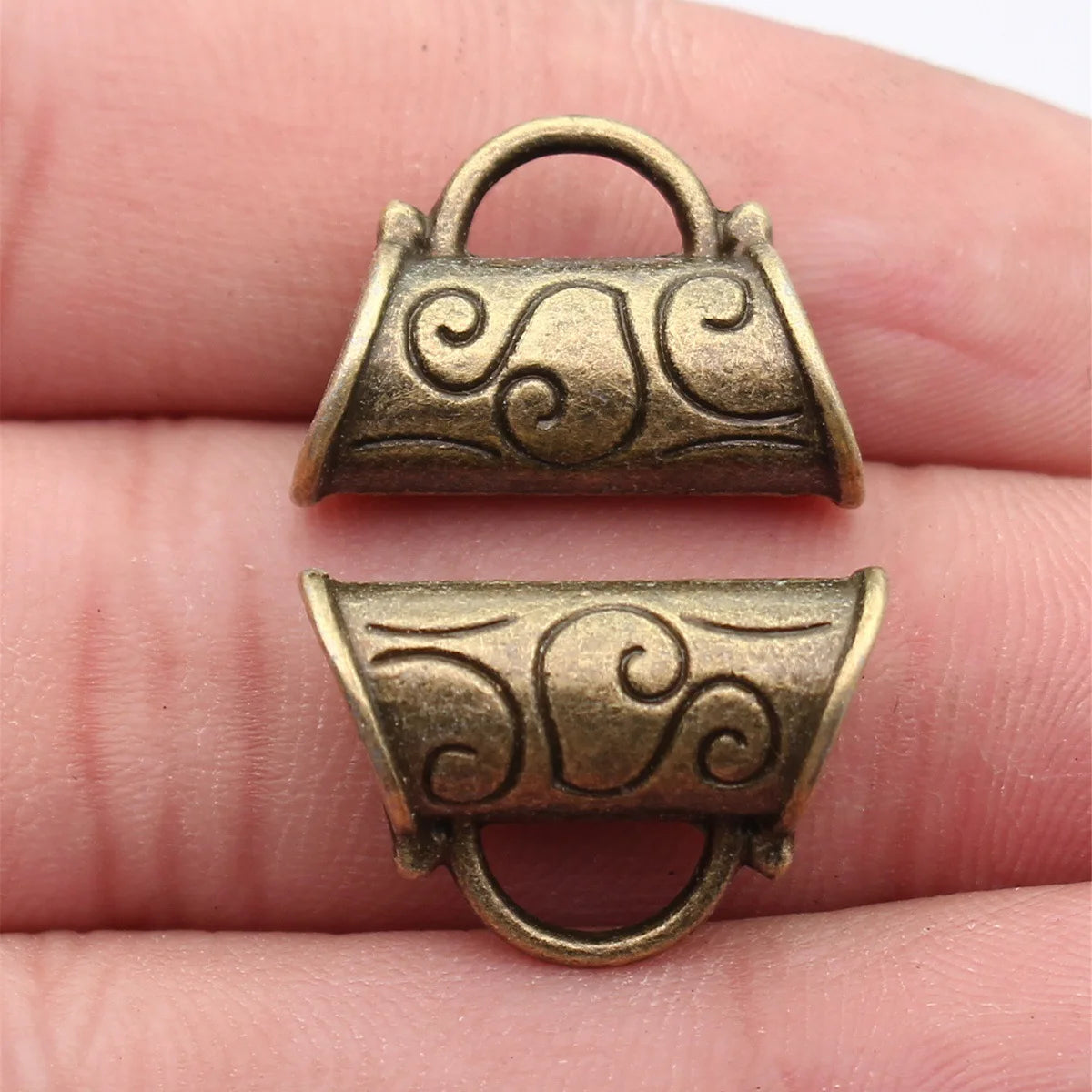 21x15x8.5mm 3.2g Antique Bronze Zinc Alloy Carved Three Hole Necklace Bail Connector for DIY Jewelry Making