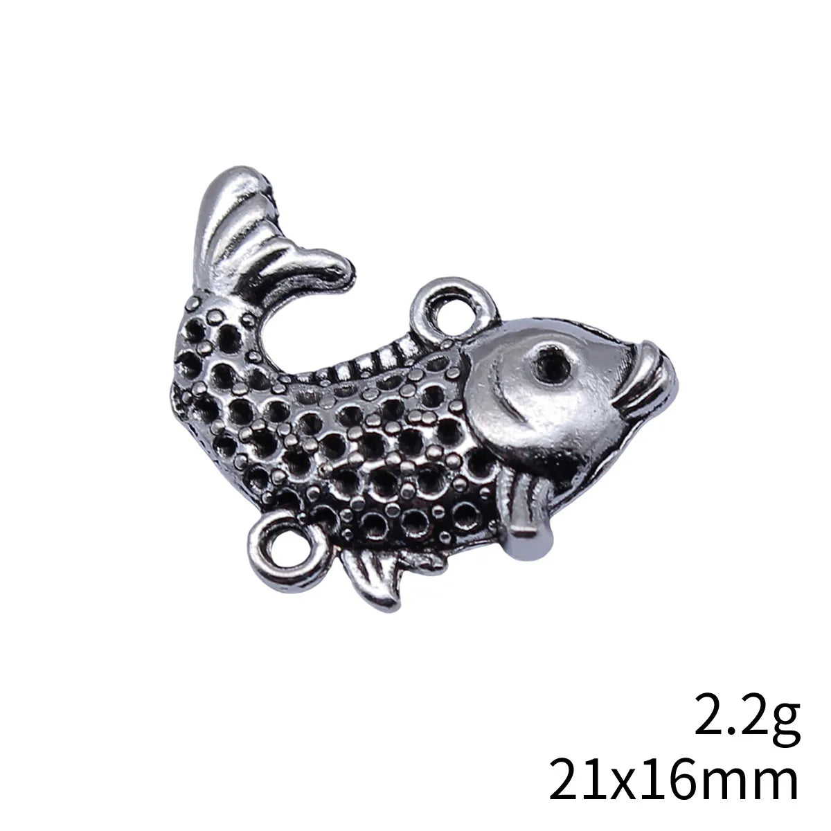 21x16mm 2.2g Antique Silver Zinc Alloy Koi Fish Connector Charm for DIY Bracelet Jewelry Making