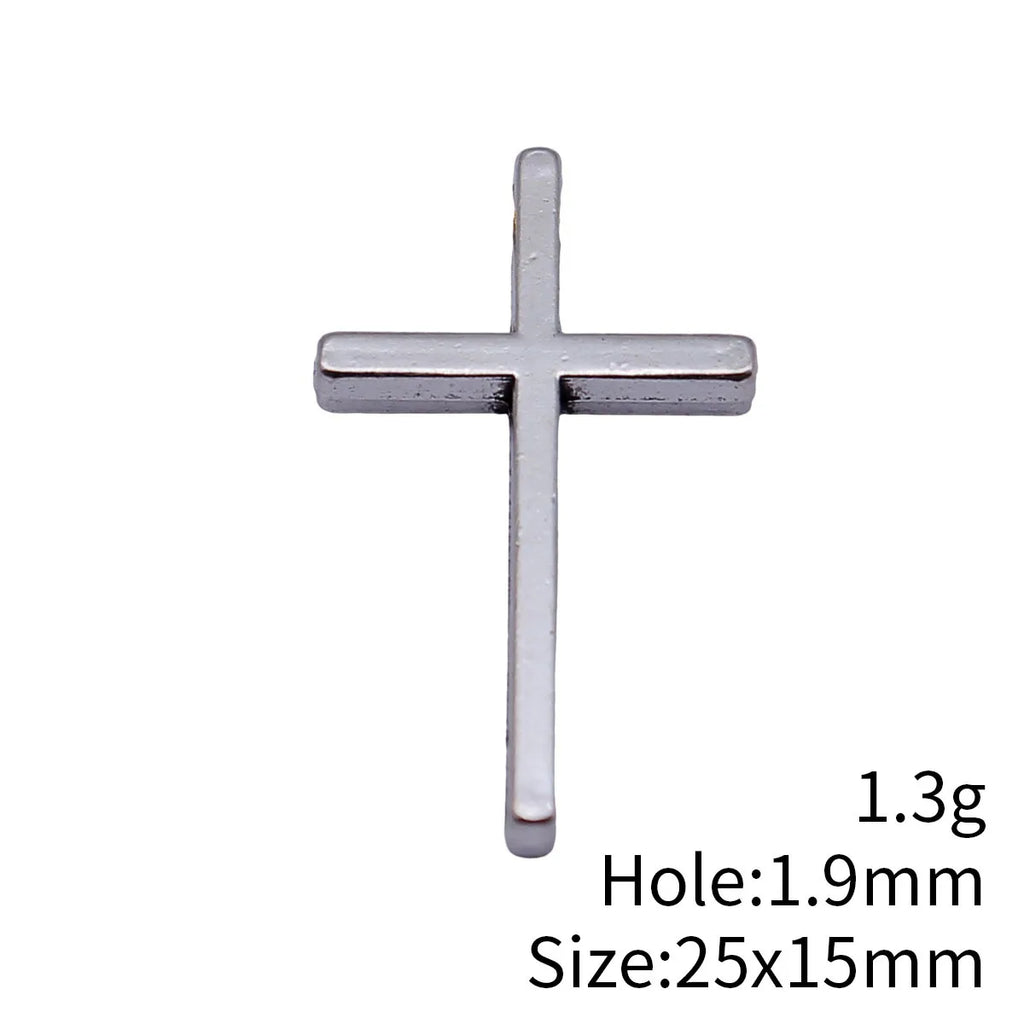 25x15mm 1.3g Antique Silver Zinc Alloy Cross Charm Pendant for DIY Bracelet Necklace Jewelry Making