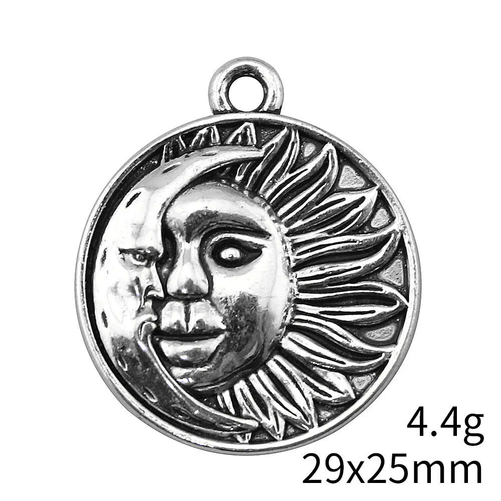 29x25mm 4.4g Multicolor Zinc Alloy Sun Moon Charm Pendant for DIY Necklace Bracelet Jewelry Making