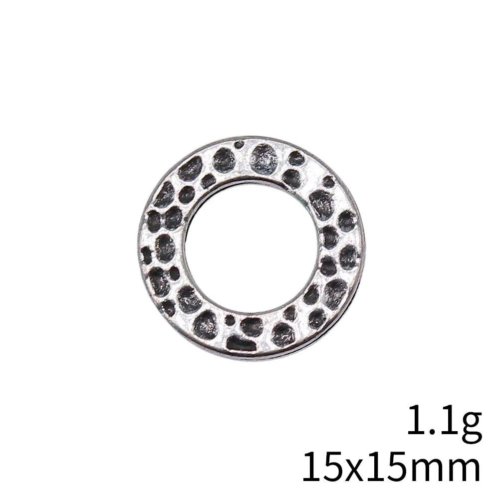 15x15mm 1.1g Multicolor zinc alloy dotted round ring charm pendant for bracelet jewelry making