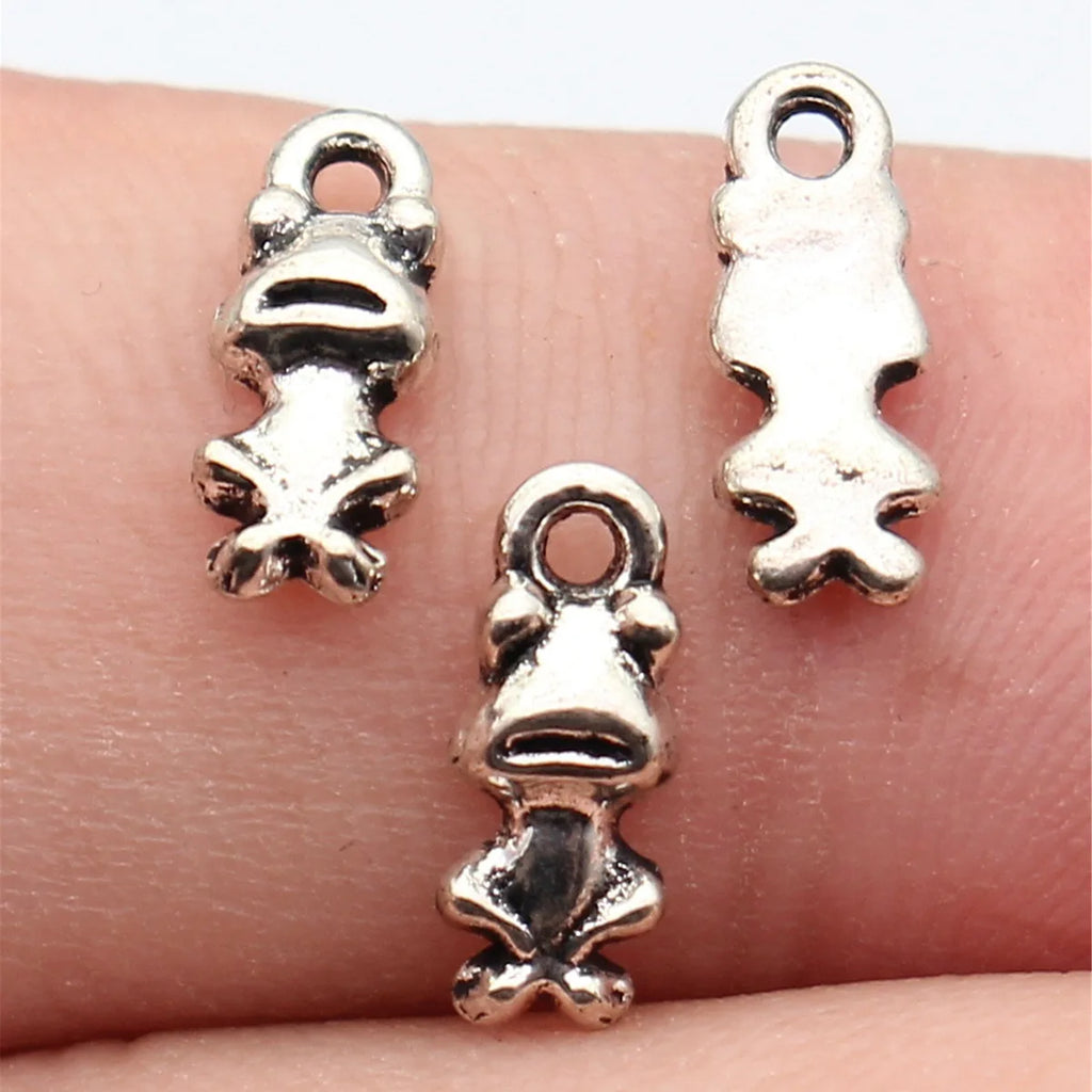 11x4.4mm 0.35g Antique Silver Zinc Alloy Frog Charm Pendant for DIY Necklace Bracelet Jewelry Making