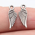 18x6.2mm 0.6g Oxidized Silver Tone Zinc Alloy Wing Double Sided Charm Pendant for DIY Bracelet Necklace