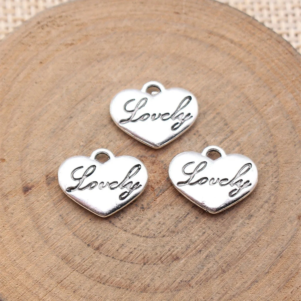 14x11x2.3mm 1.2g Antique Silver Zinc Alloy Lovely Heart Charm Pendant for DIY Bracelet Jewelry Making