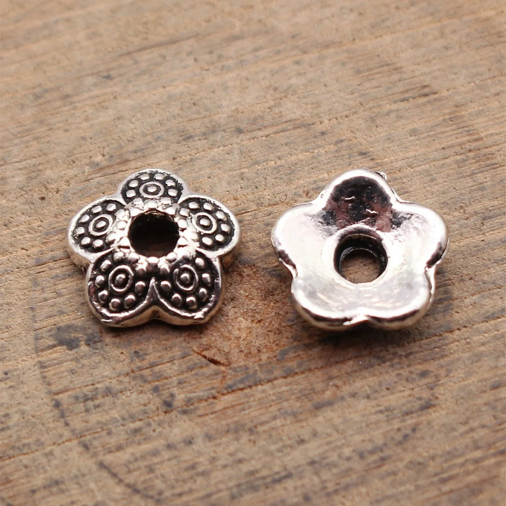 8.9x8.9x2.9mm 0.47g Multicolor Zinc Alloy Flower Bead Caps Jewelry Findings for DIY Earring Bracelet Making