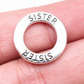 19x19mm 2.09g Antique Silver Zinc Alloy Sister Charm Pendant for DIY Bracelet Necklace Making