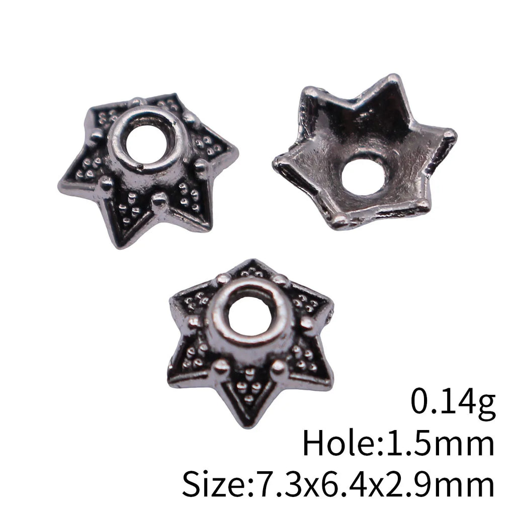 7.3x6.4x2.9mm 0.14g Antique Silver Zinc Alloy Small Flower Bead Cap Jewelry Findings for DIY Beadwork