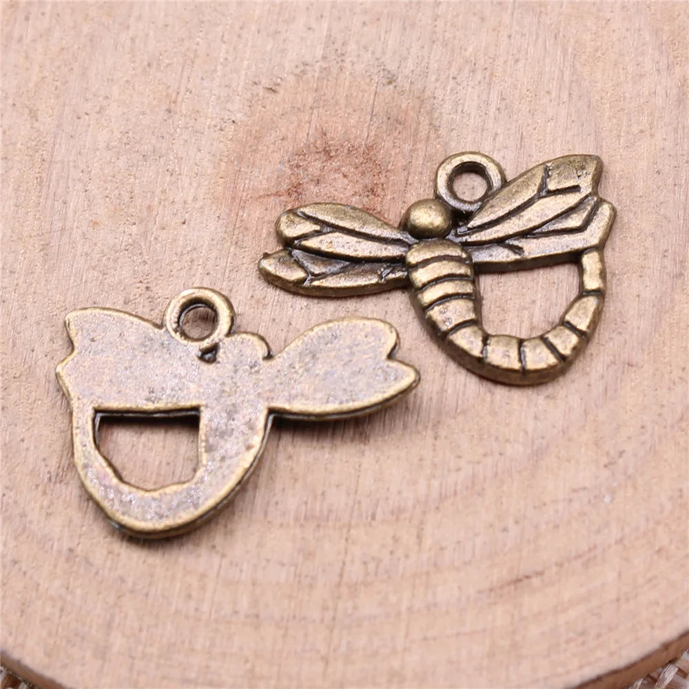 19x14mm 1.1g Multicolor Zinc Alloy Dragonfly Charm Pendant for DIY Necklace Bracelet Making