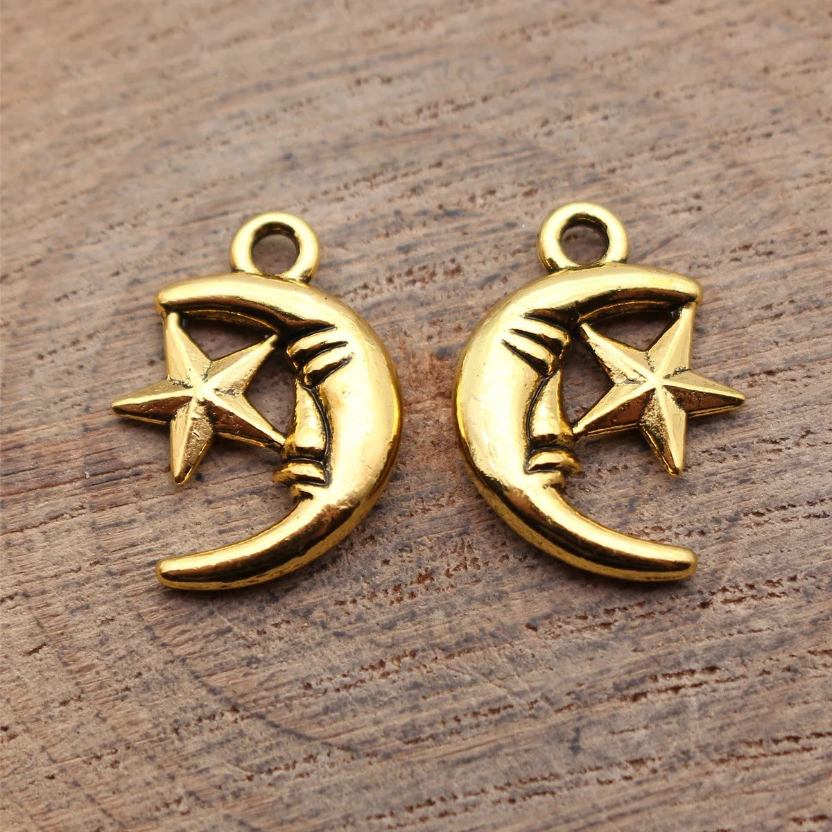 18x13mm 1.4g Multicolor Zinc Alloy Moon and Star Charm Pendant for DIY Earrings Bracelet Necklace