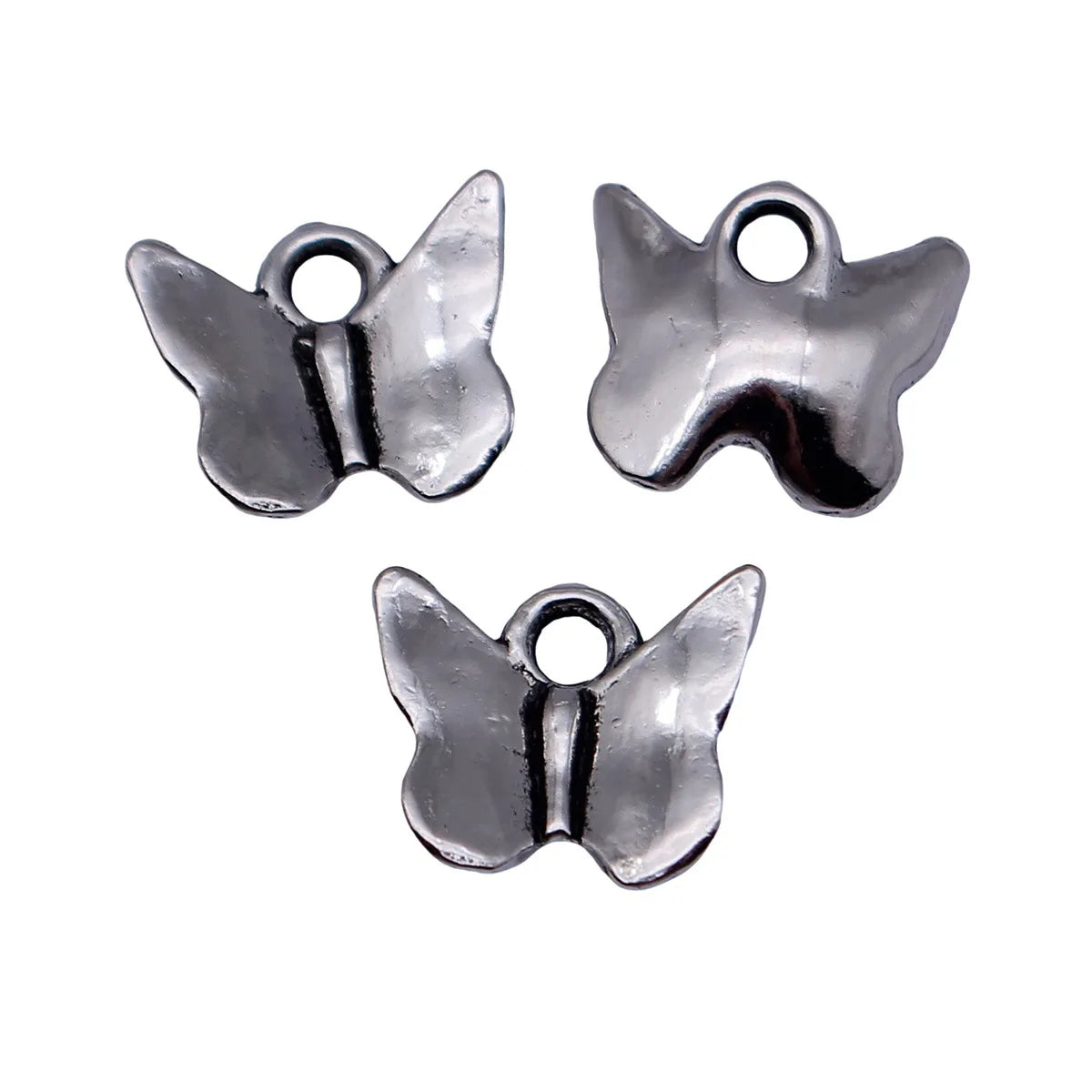 11x10mm 0.55g Blackened White K Zinc Alloy Butterfly Charm Pendant for Necklace Bracelet Jewelry Making