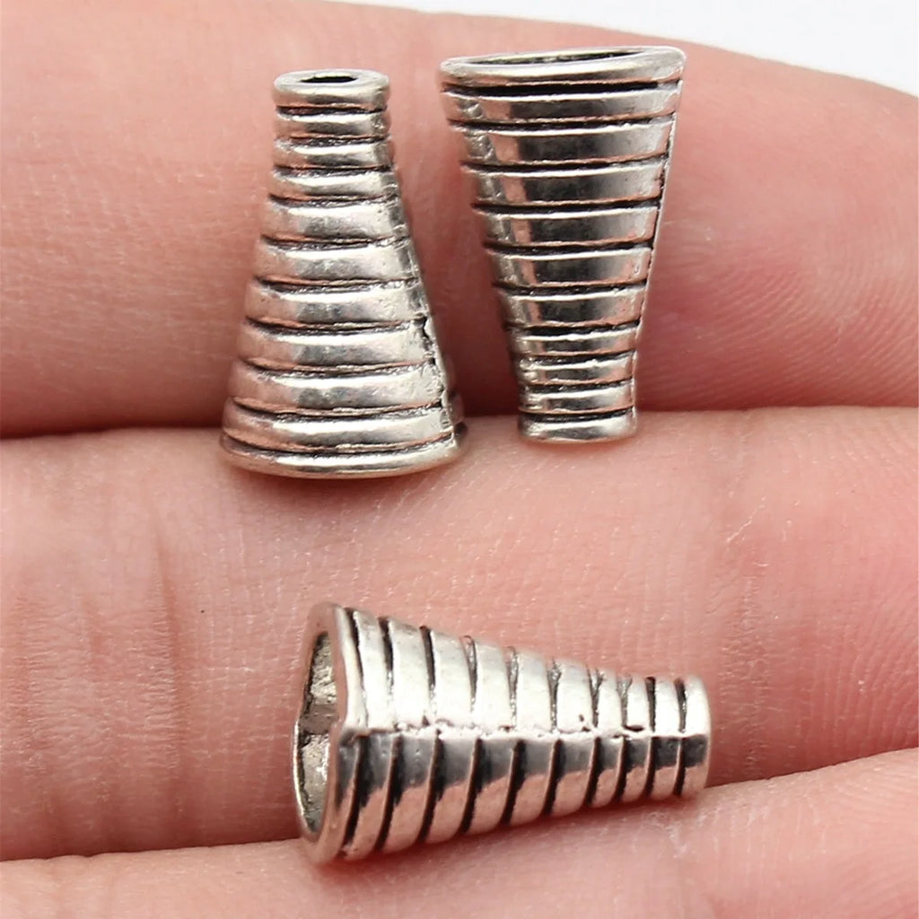 16x10x10mm 1.8g Multicolor Zinc Alloy Conical Ring Texture Tassel Caps for DIY Jewelry Making