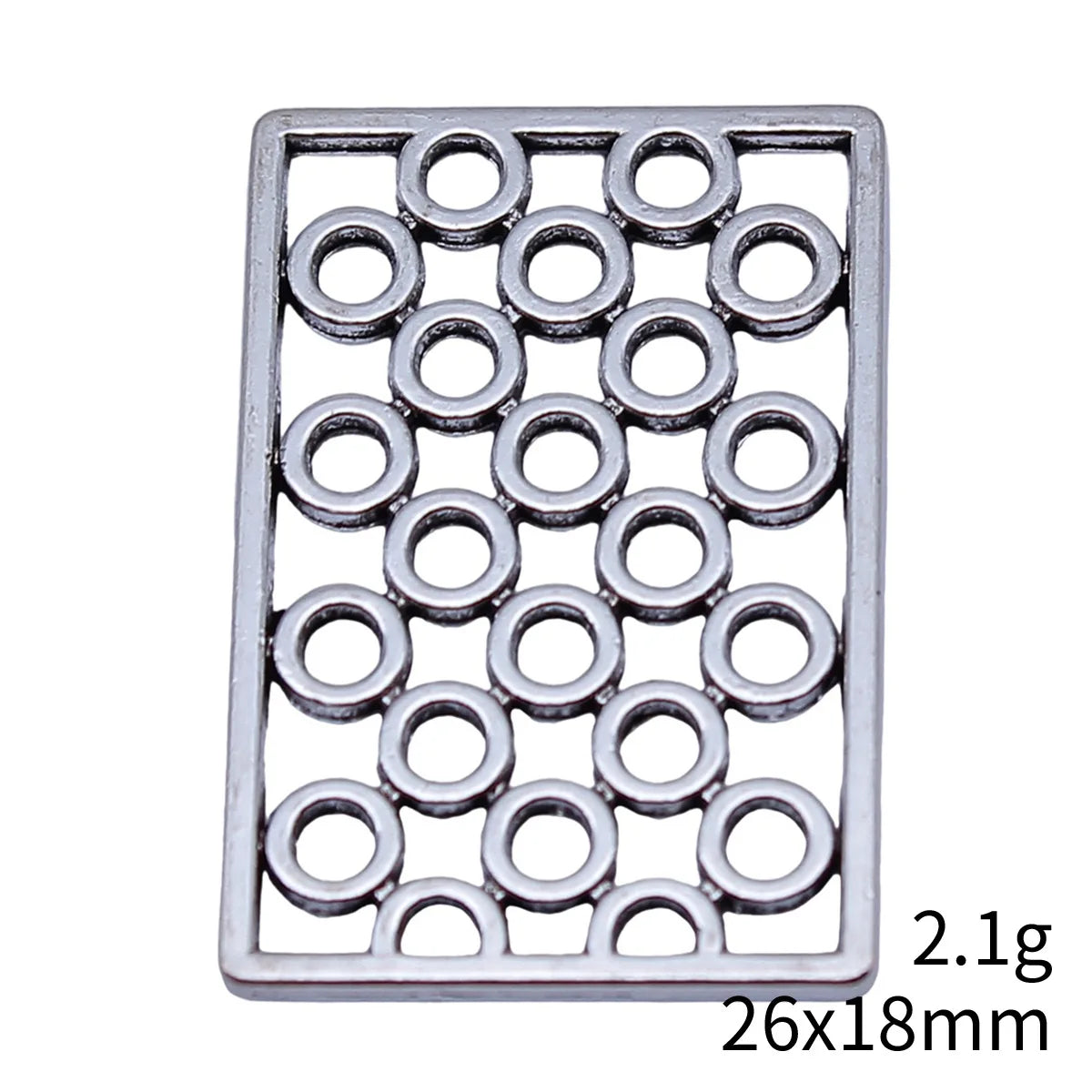 26x18mm 2.1g Antique Silver Zinc Alloy Hollow Geometric Circle Rectangle Ring Charm Pendant for DIY Jewelry